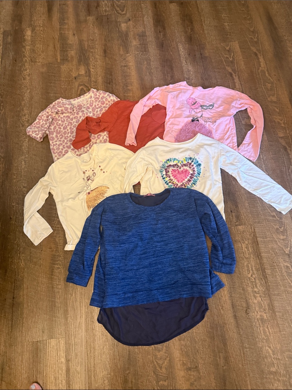 Kids Long Sleeve Shirt Pack 6/7 - Mixed Colors (Pink, White, Red, Blue, Cream)